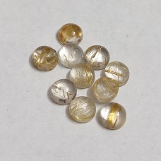 Natural golden rutile quartz 4mm round cabochon 0.32 cts